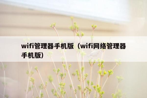 wifi管理器手机版（wifi网络管理器手机版）