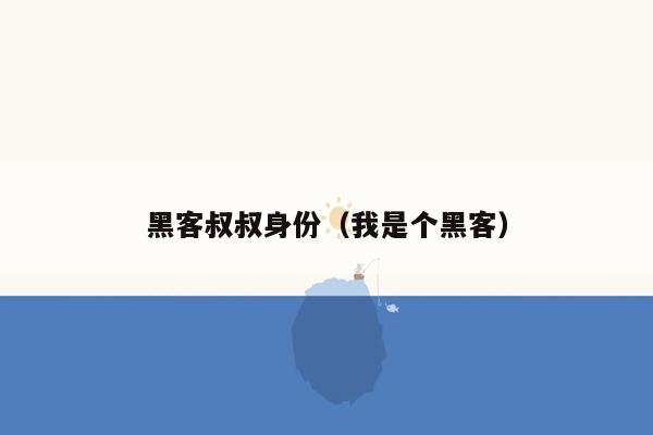 黑客叔叔身份（我是个黑客）