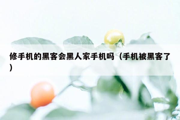 修手机的黑客会黑人家手机吗（手机被黑客了）