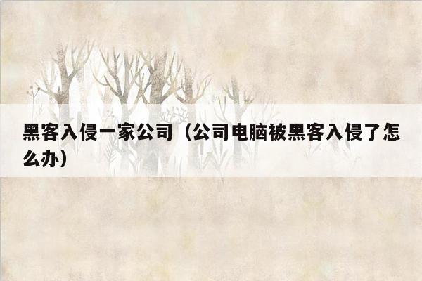 黑客入侵一家公司（公司电脑被黑客入侵了怎么办）